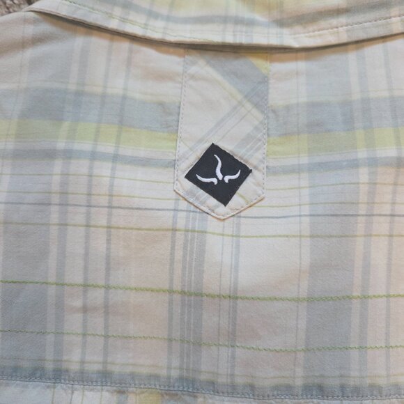 Prana Short Sleeve Button up Shirt Mens L Plaid Pocket Surf Casual Hiking Nature - Picture 9 of 10